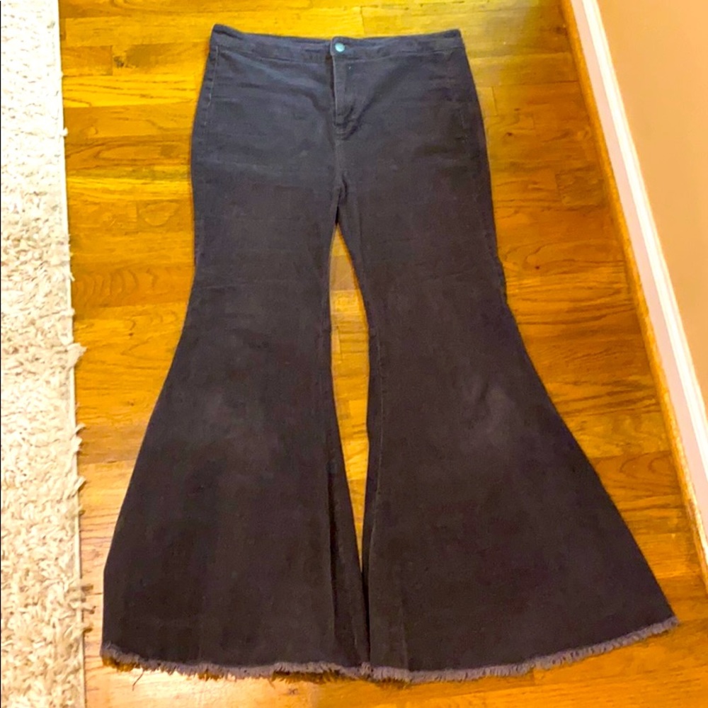 Gray stretch corduroy bell bottoms
